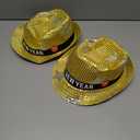 2 Pack New Year Hat Fedora Hats New Years Hats New Year Eve Sequin Hat Gold Black Silver Happy New Year Hat for Adults Men and Women Christmas New Year Party Decorations