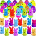 24 Pcs PreFilled Easter Eggs with Plush Bunny Toys Animals Keychain Decoration Stuffed Toy Great for Kids Boys Girls Toddler Easter Basket Stuffers Egg Fillers