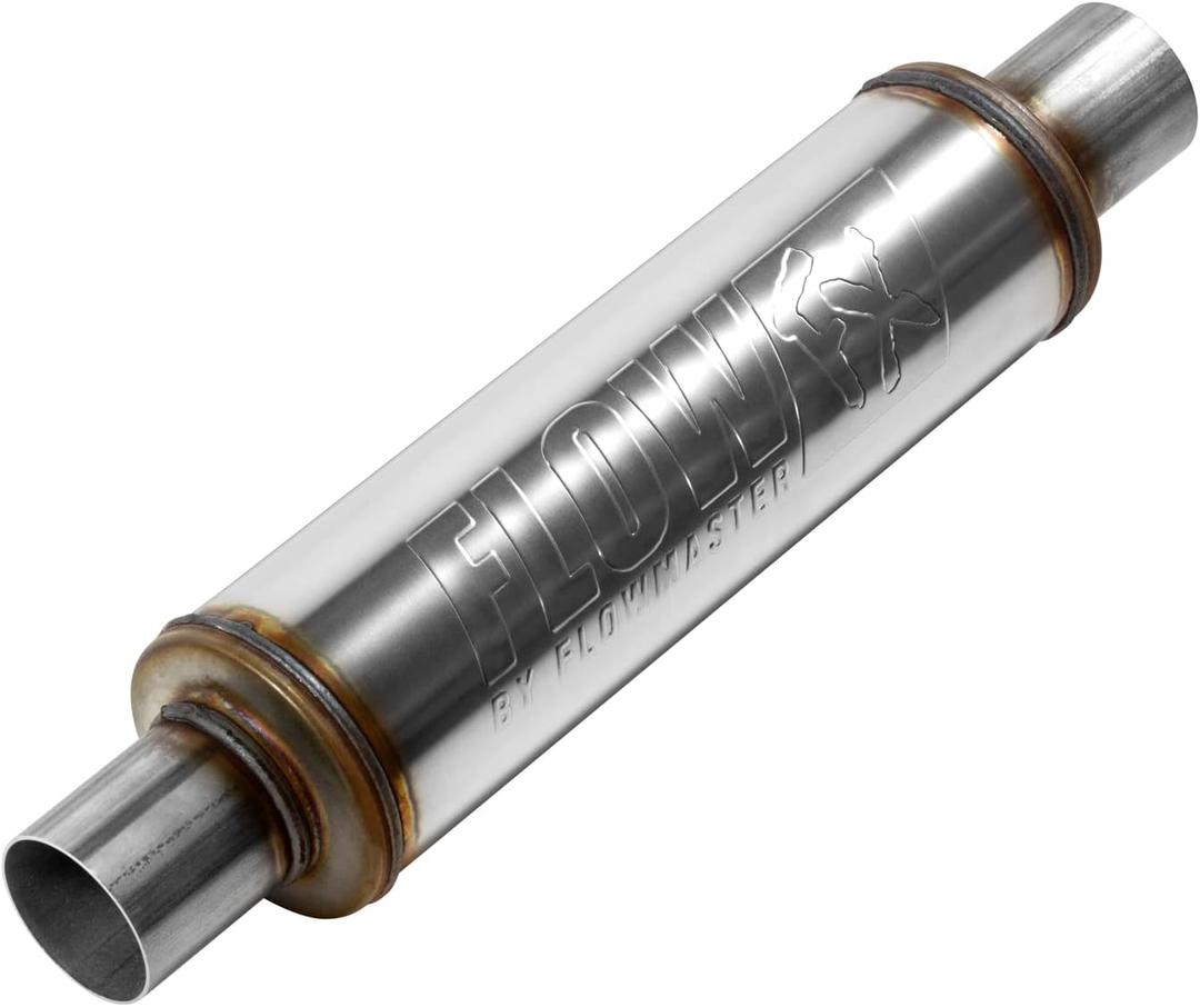 Flowmaster 71415 FlowFX Muffler 2.25" Inlet/Outlet - Round Body - Moderate Sound 409 Stainless Steel