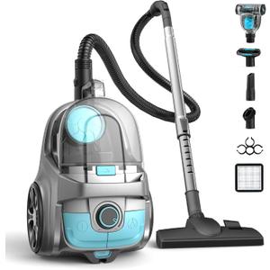 Canister Vacuum Cleaner, 1600W 40Kpa Bagless HEPA Vacuum