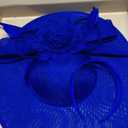 dressfan Church Fascinator Derby Hats for Women,20s 50s Linen Vintage Derby Hat for Church/Wedding/Cocktail/Tea Party, Royal Blue