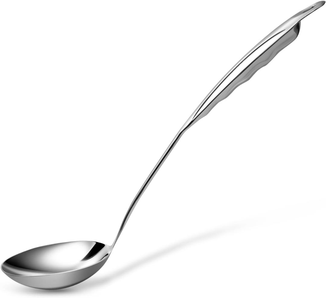 Stainless Steel Ladle, Durable Cooking Utensil, Elegant One-Piece Design Stainless Ladle  Comfortable Handle for Stew, Chili, and Gravy  Easy to Clean Kitchen Tools