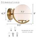 COTTAGE LIFE Mid Century Gold Wall Sconce Wall Light Fixture Wall Lamp with Milk White Globe Glass Lampshade Art Deco Wall Lighting Fixture for Bedroom Living Room Hallway
