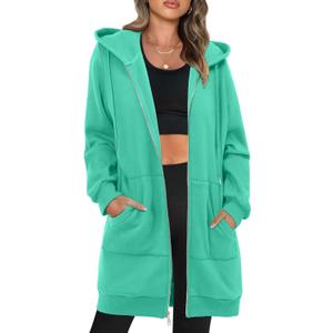 StunShow Women's Zip Up Hoodies Oversized Fleece Long Sleeve Sweatshirts Casual Fall Jacket Coat with Pocket(S-3XL) (Green, L)