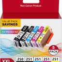 WIZINK Printer Ink 250 and 251 cartridges MX922 Ink Cartridges 250 pgbk CLI-251 XL Ink cartridges for PIXMA IX6820 MX920 IP8720 MG5520 MG5420 MG7520 MG7120 MG6320 IP7220 Printer, 5 Pack