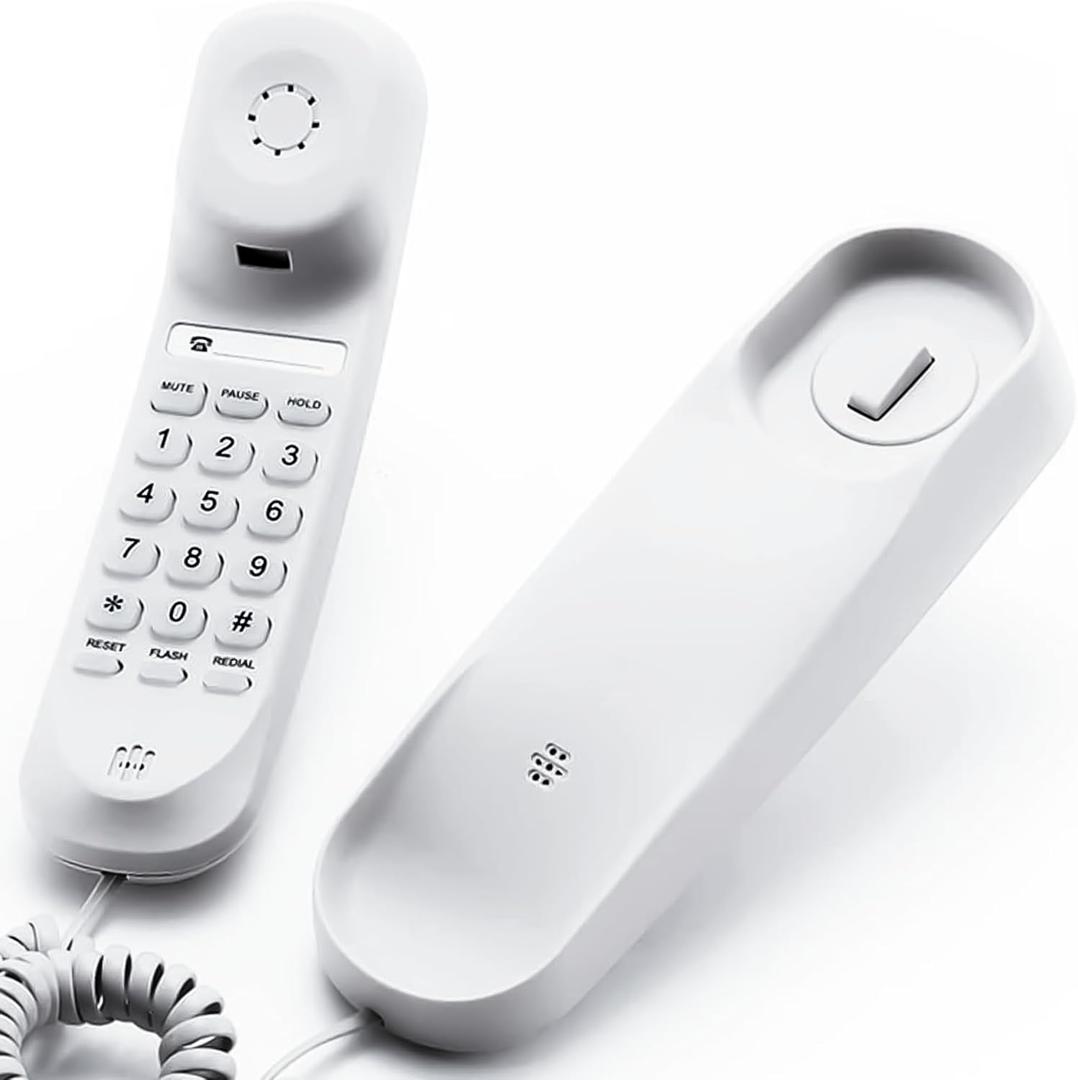 Landline Phone - Durable Corded Phone for The Office. Mini Phone uses HD Sound Chips, Making The Sound Clearer. It is Suitable for Office and Home use, and More, (White)