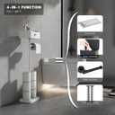 VOLDRA Toilet Paper Holder Stand with Shelf, Free Standing Toilet Paper Roll Holder with Wipes Storage Drawer Heavy Duty Floor Bathroom Tissue Holder Freestanding No Drill Tp Holder for 7 Rolls(White)
