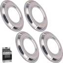 4 Pcs 5303131115 540T014P01 and RGP 300 Replacement Round Range Gas Stove Drip Pans for Frigi-daire, Ap-pan Round Gas Pans, Each Drip Pan Has 3 Openings Replace 540T014P04, 540T014P05, AP2137021