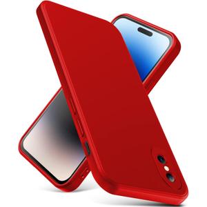for iPhone X Case, Thin Liquid Silicone Case,Shockproof,Slim Thin Phone Case for iPhone X, Full Body Screen Camera Protective Cover-Red 2-IPX-03