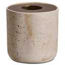 Natural Travertine Textures Mini Trash Can with Rose Gold Stainless Steel Lid, Mini Countertop Trash Can for Bathroom Kitchen, Desk or Table top Mini Garbage Can, Resin Tiny Waste Basket for Vanity