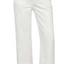 GRAPENT Wide Leg Jeans for Women Trendy High Waisted Straight Leg Cropped Stretchy Denim Pants with Retro Patch Pockets (Small, Cream White)