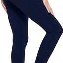 Baleaf Leggings for Women with Pockets Tummy Control Compression Workout Athletic Running High Waisted Yoga Pants (Medium, Navy Blue)