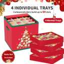 Christmas Ornament Storage Box with Adjustable Dividers Christmas Storage Containers Holds up to 64-3'' Ornament Zippered Ornament Organizer Storage Box Christmas Decoration Storage with Trays
