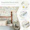 Dimoon Floral Wallpaper Peel and Stick Floral Leaves Contact Paper Beige Green Renter Friendly Wallpaper Removable Textured Farmhouse Cottage Wall Paper for Bathroom Bedroom Vinyl Roll 17.3" X 78.7"