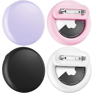 4 Pack Kids Hidden Case for AirTags 2nd 2026 and AirTags 1st 2021, Anti-Lost for Kids with Safety Pin, Baby, Elderly, Luggage, Shoe, Clothes - Black White Pink Purple
