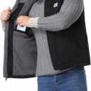 Men's Loose Fit Workwear Vest Fleece-Lined Durability Waterproof Mock-Neck Vest (Black, M)