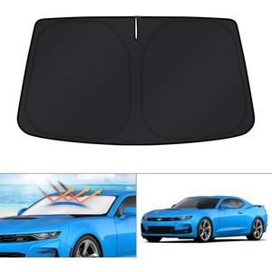 KUST Windshield Sun Shade for Camaro 2016-2024 Accessories Front Window Sunshade Sun Visor Protector Foldable Heatshield Blocks UV Rays Keep Your Car Cooler