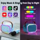 Kids Mini Karaoke Machine for Boys Girls, Cute Little & Portable Bluetooth Speaker with 2 Wireless Microphone, Home Party, Birthday Gifts for Boys 4 5 6 7 8 9 10 11 12+ Year Old Teen Toys. (Blue)