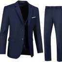 Men's Suits Tuxedo Suit Outfits for Men 3 Pieces Mens Wedding Business Formal Suit Set Jacket Vest Pants (Large, Navy Blue)
