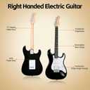 39in Full Size Electric Guitar Starter Kit, Solid Body Electric Guitar Set for Beginners with 10W BT Amp, Stand, Gig Bag, Strap, Strings, Tremolo Bar, 6 Picks and Online Lessons (Black)