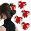 YUEELI 4 Pack Heart Hair Clips for Women, Skeleton Hand Heart Hair Claw Clips, Halloween Hair Claw Clips for Girls Women, Cute Acrylic Valentine's Day Hair Accessories for Thick Hair Thin Hair