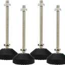 LC LICTOP M8x100mm Leveling Feet 4Pcs, 4.8 Inch Height & 880 lb Capacity, Heavy Duty Adjustable Swivel Furniture Glides, Threaded Rubber Feet Levelers for Table, Shelves, Workbench, Cabinet, Machine (Black)