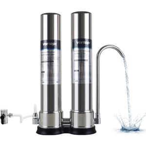 VORTOPT F9 Countertop Water Filter System,Direct Connect Water Filtration-0.01m Filtration Reduces PFOA/PFOS,Chlorine,Heavy Metals,Bad Odors-C2 and UF Filter