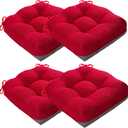 MAGIC ELEPHANT Chair Cushions for Dining Chair, Shredded Memory Foam Kitchen Chair Cushions Set of 4, Non-Slip Thick Dinning Room Chair Pads Seat Cushions, 15.5" x 15.5" x 4" (Red)