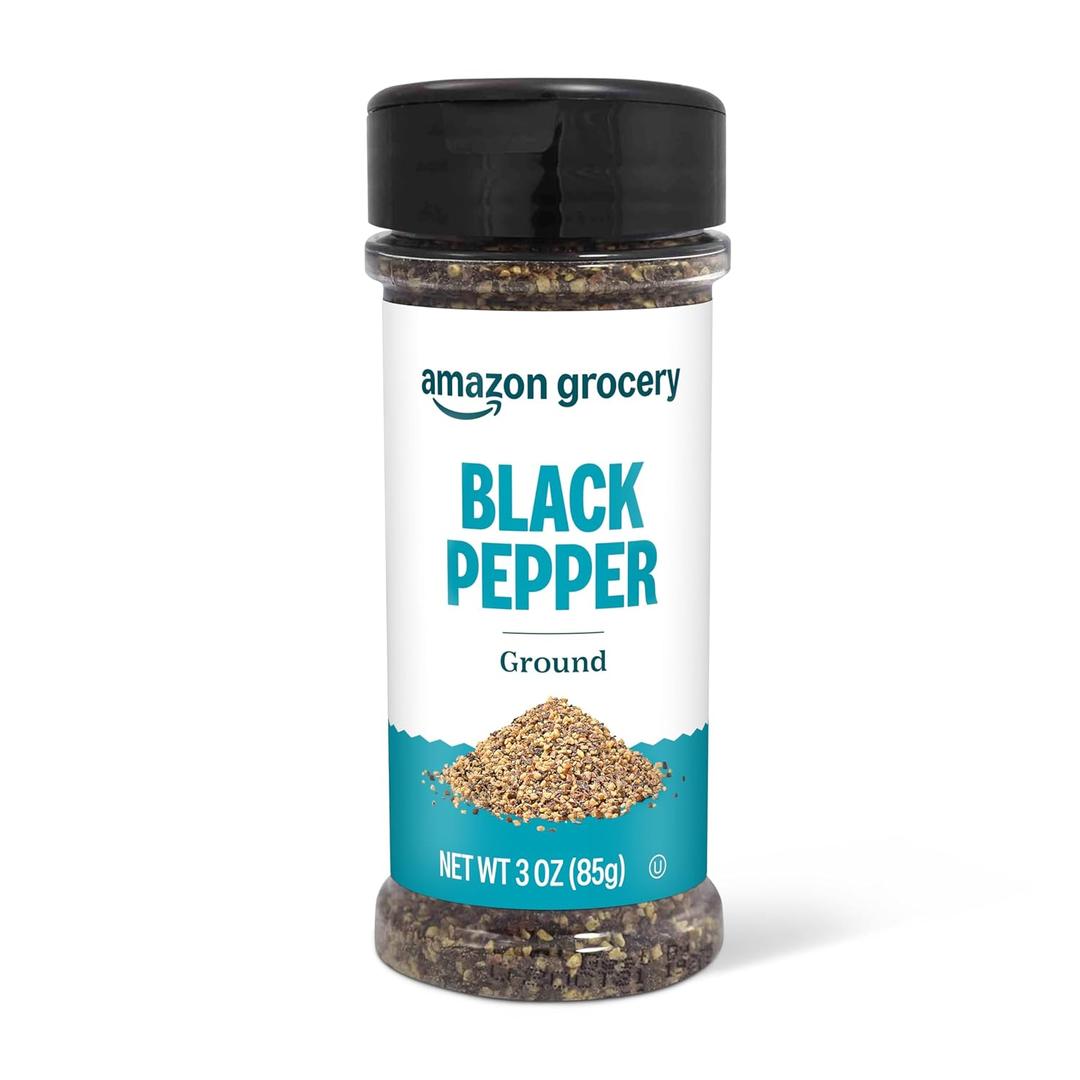 Amazon Grocery, Ground Black Pepper, 3 Oz (EXP 07/01/30)