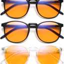 IBOANN Iconic Blue Light Glasses for Woman - Computer Glasses up to 99% Blue Light Blocking - Anti Eyestrain & UV Glare (A11 negro mate, negro y transparente)
