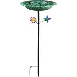 Freestanding Bird Bath for Outside, Metal Birdbath with Removable Bowl and Sturdy Base, 11.5'' Bird Feeder for Outdoors Garden Patio Yard Lawn Decor, Easy to Install(Green)