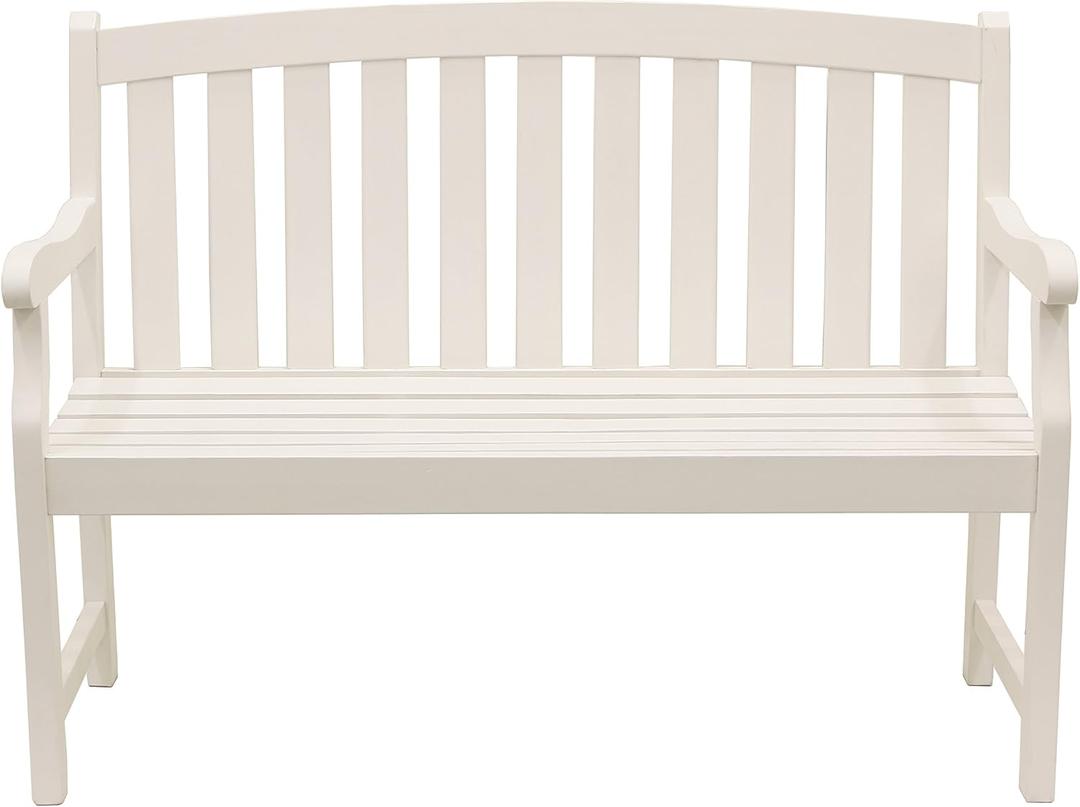 Decor Therapy Marley 2-Seat Outdoor Bench, White, 22.05"D x 48.03"W x 35.04"H