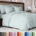 Duvet Cover Queen Size Set - Extra Soft Queen Duvet Cover 90" x 90" with 2 Pillow Shams - Hotel Luxury, Easy Care & Fade Free w/ Zipper Closures & Ties - All Season, Comfy and Breathable (Ice Blue) (18 - Ice Blue (No Comforter))