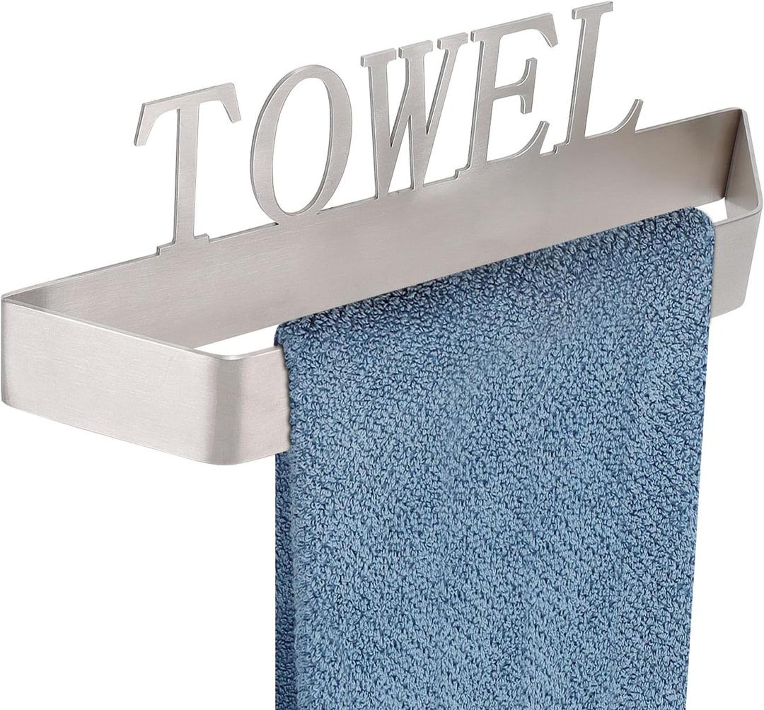 Stainless Steel Hand Towel Holder/Bar, Classic Self Adhesive Towel Rack, Modern Stylish Design for Bathroom/Kitchen, No Drill Stick on Wall (Brushed)