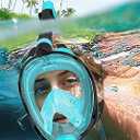 Full Face Snorkel Mask for Adults Teen, Snorkeling Gear with Detachable Camera Mount, Panoramic 180° View, Anti-Fog Anti-Leak Snorkling Set for Man and Women 1 prs