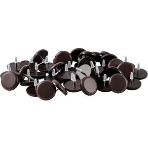 Furniture Glides Sliders-Furnigear PTFE (Teflon) Chair Leg Movers Sliders for Carpet and Hardwood Surface - Move Your Furniture Easy & Safely - Best Floor Protector (1 inch/Nail, Brown-40pack)