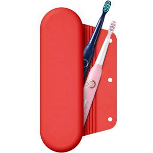 Silicone Electric Toothbrush Travel Case, Manual Toothbrush Travel Cover for Men and Women,Toothbrush Holder for Travel,Gym and More, Fits Most Manual and Electric Toothbrushes - Red
