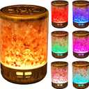 Bronze Essential Oil Aromatherapy Diffuser 100% Natural Himalayan Salt Lamp, Cool Mist Humidifier and 7 Color Changing LED Night Light (3-in-1) | 150ML, Ultrasonic Quiet, Auto Shut-Off (Bronze-himalayan Salt Diffuser)
