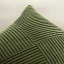 OTOSTAR Set of 1 Decorative Throw Pillow Cover Soft Corduroy Solid Square Pillow Cases Boho Striped Windmill Patchwork Textured Cushion Cover for Sofa Car Bed Living Room 26x26 Inch, Olive Green