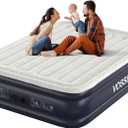 Air Mattress Queen with Built in Pump,18'' Inflatable Mattress of Vertical Beams,Self Inflatable/Deflation Blow Up Mattress in 3 Mins,Flocked Top Airbed with Carry Bag for Home, Camping