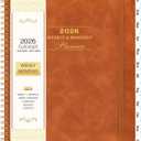 Planner 2026-2027 - July 2026 - June 2027, 2026-2027 Academic Weekly Monthly Planner, 8" x 10", Leather Brown Cover, Spiral Bound, Tabs