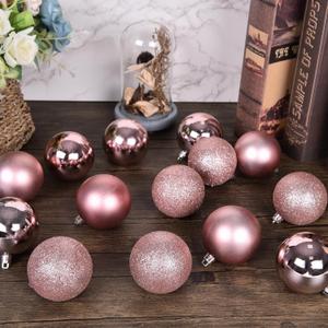 60ct Christmas Ball Ornaments, 2.36" Shatterproof Christmas Tree Decorations, Perfect Hanging Ball for Indoor/Outdoor Holiday Wedding Party Decor (Rose Gold)