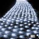 610 LED Christmas Net Lights, 34.5ft x 5ft Mesh Lights Outdoor with Timer & 8 Lighting Modes Clear Wire, Waterproof Connectable String Lights for Bushes Xmas Tree Garden Holiday Party - White