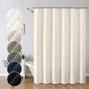 OWENIE Cream Shower Curtain, Waffle Weave Heavy Fabric Shower Curtain for Bathroom, Waterproof Thick 420G/M Textured Soft Elegant Luxury Hotel Spa Bath Curtains, Machine Washable, Cream, 72W x 72L