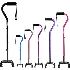 Quad Walking Cane Foldable Adjustable Portable Stick Men & Women and Seniors - Lightweight & Sturdy with 4-Pronged Base for Extra Stability Balance,Self Standing Gifts for mom Dad (Black)