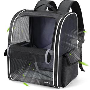 Lekereise Ventilated Cat Backpack Carrier, Pet Carrier Backpack Airline Approved for Small Dogs, 13.39" L x 11" W x 16.53" H Fit Up to 18 Lbs, Dogs Foldable Backpack Carrier for Travel, Hiking, Black