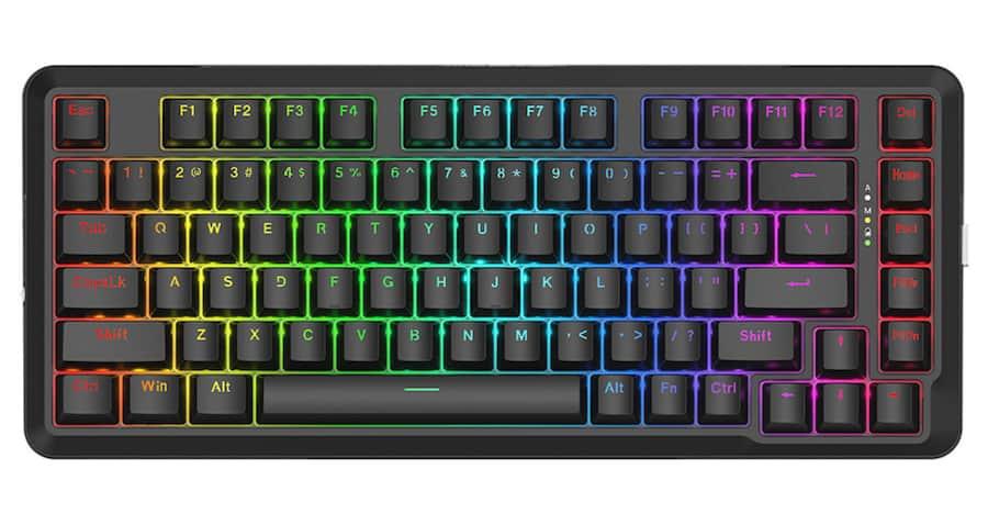 REDRAGON - K713 Wired Type-C/Wireless 2.4G/Bluetooth Mechanical Keyboard, 82 Keys, Linear Red Switch - Black