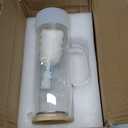 Hsei 50 oz / 1500 ml Glass Pitcher with Lid, Water Carafe with Handles for Hot/cold Beverages, Including 1 Long-handled Brush and Non-slip Mat, for Tea Juice Milk Coffee