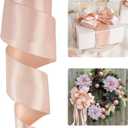 HUIHUANG Satin Wired Ribbon 2.5 inch Rose Gold Wire Edge Ribbon for Wreaths, Bows, Gift Wrapping, Garland, Wedding Decorations, Home Decor, Christmas Tree-Continous 10 Yards