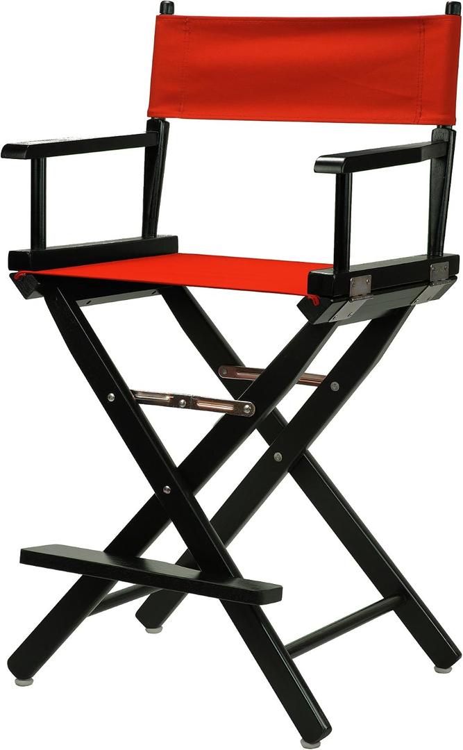 Casual Home 24" Director's Chair Black Frame-with Red Canvas, Counter Height, 24 in